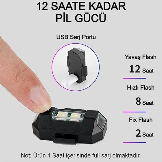 Mini Kablosuz Çakar Lamba Kablosuz 7 Renk Çakarlı Lamba LED Araba Motosiklet Bisiklet Drone - Resim 4