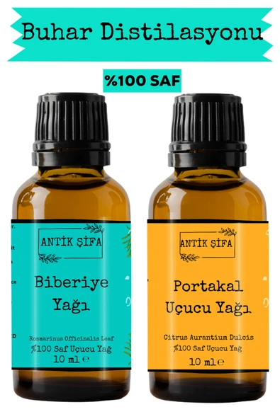 Antik Şifa Biberiye Yağı ve Portakal Kabuğu Uçucu Yağı (10ml + 10 ml)- %100 Saf Seyreltilmemiş ürün görseli
