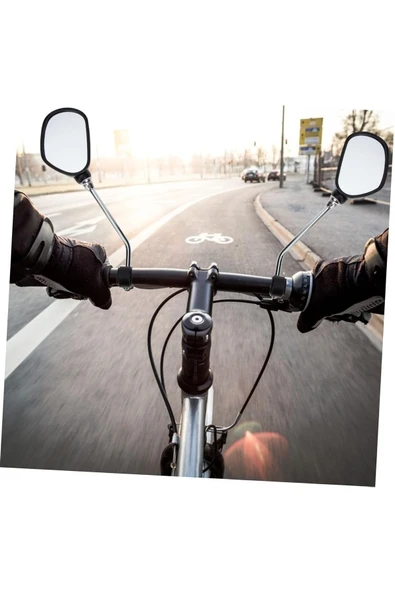 Reflektörlü Bisiklet Gidon Aynası Geniş Açılı Dönebilen İkili Çift Dikiz Ayna - Resim 7