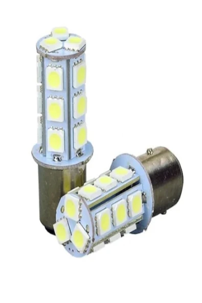 Çakar Ledli Stop Ampulü Fren Lambası 18 Led Kırmızı Çift Duy 1016 - Resim 2