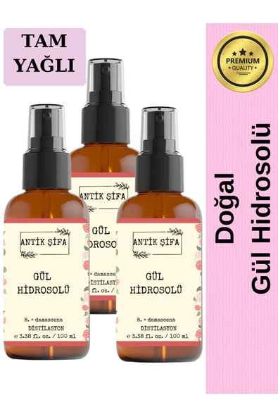 Antik Şifa Gül Suyu 300 ml - Saf Tam Yağlı Gül Hidrosolü Tonik (3 X 100 ML) ürün görseli