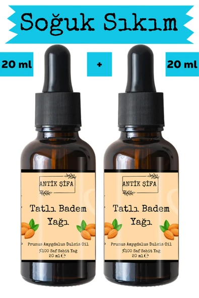 Antik Şifa %100 Saf Tatlı Badem Yağı - 2x 20 ml (Soğuk Sıkım) - 1