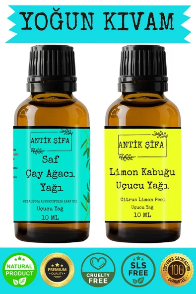 Antik Şifa %100 Saf Çay Ağacı Uçucu Yağı ve Limon Uçucu Yağı - (10ml + 10ml)