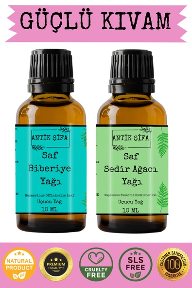 Antik Şifa Biberiye Yağı ve Sedir Uçucu Yağı (10ml + 10 ml)- %100 Saf Seyreltilmemiş ürün görseli