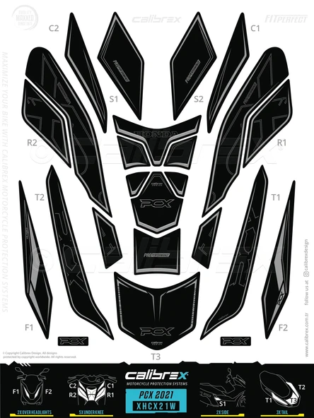 Honda Pcx 2021 Model ve Sonrası 21 Parça Full Set Calibrex ürün görseli 1