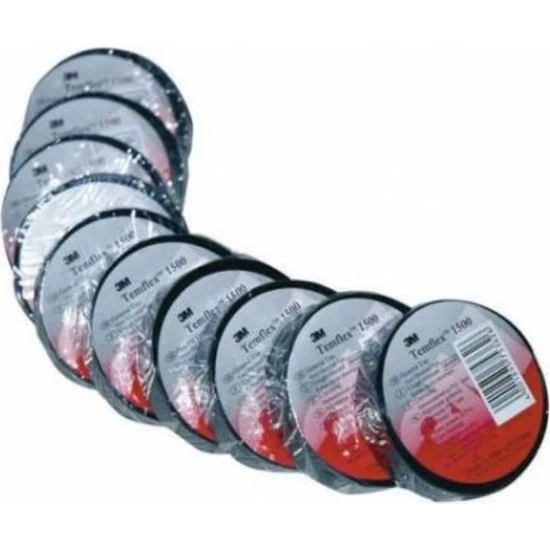 3M Temflex 1300E Pvc Elektrik Izole Bant 0,13 x 18 mm x 9,15 m 10'lu ürün görseli 1