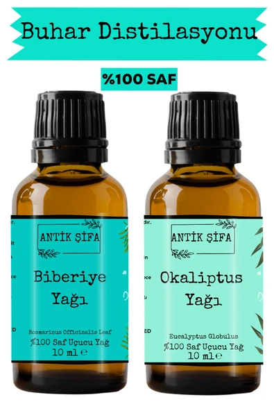 Antik Şifa Biberiye Yağı ve Okaliptus Uçucu Yağı (10ml + 10 ml)- %100 Saf Seyreltilmemiş ürün görseli