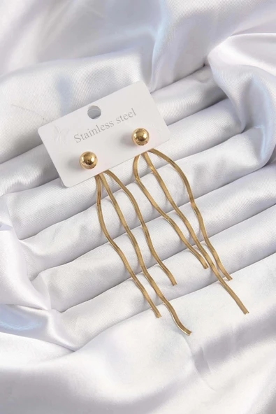 pilelistore 316L Çelik Altın Renk İtalyan Model Topçuk Küpe - TJ-BKP9491