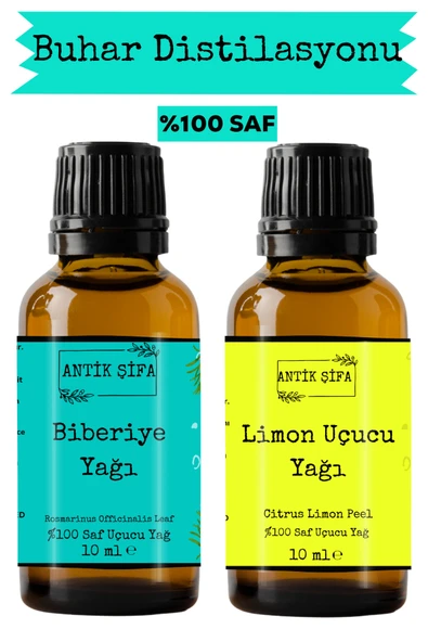 Antik Şifa Biberiye Yağı ve Limon Kabuğu Uçucu Yağı (10ml + 10 ml)- %100 Saf Seyreltilmemiş ürün görseli