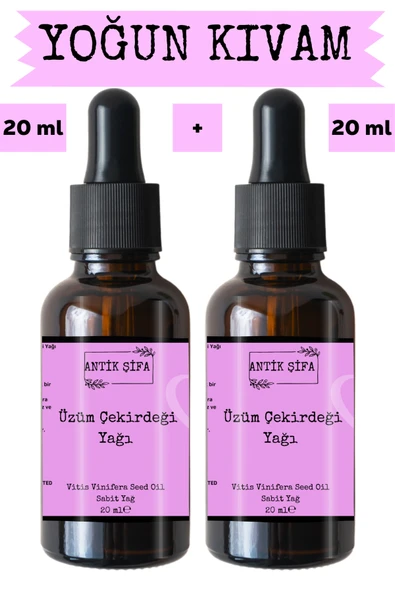 Antik Şifa Üzüm Çekirdeği Yağı (2 X 20 ML)- %100 Seyreltilmemiş, Doğal Taşıyıcı Sabit Yağ ürün görseli