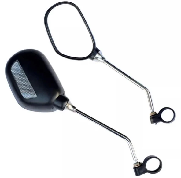 Reflektörlü Bisiklet Gidon Aynası Geniş Açılı Dönebilen İkili Çift Dikiz Ayna - Resim 2