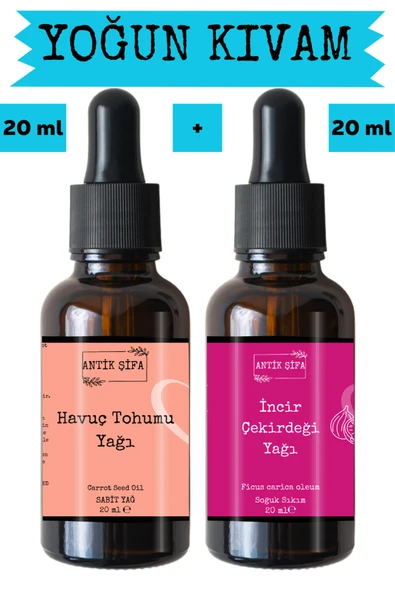 Antik Şifa Havuç Tohumu Yağı ve incir çekirdeği Yağı 2 x 20 ml - %100 Soğuk Sıkım Saf ürün görseli