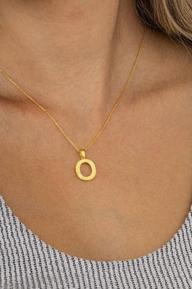 Gümüş Pazarım Altın Kaplama O Harfi Kadın 925 Ayar Gümüş Kolye