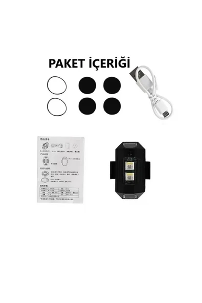 7 Renk Mini Led Şarjlı 4,5w Dron Scooter Bisiklet Motosiklet Araba Çakarlı Led Uyarı Işığı - Resim 6