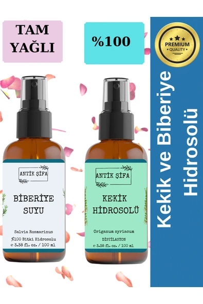 Antik Şifa Biberiye Suyu Ve Kekik Suyu Seti - Yağlı Ciltlere Özel Hidrosolü Seti (2x100ml) ürün görseli