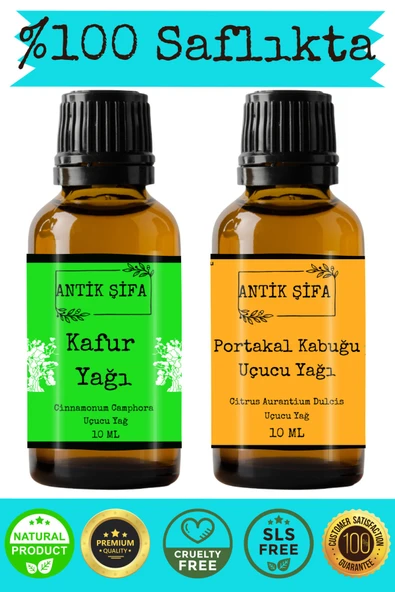 Antik Şifa %100 Saf Kafur Yağı ve Portakal Uçucu Yağı - (10ml + 10ml) ürün görseli