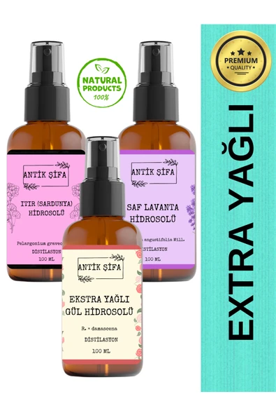 Antik Şifa Hydra-s.o.s Hidrosol Seti - Lavanta, Sardunya Ve Gül Suyu (3 X 100ML) ürün görseli