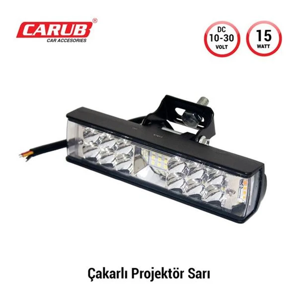 Carub Projektör Sis Farı 10-30V15W Çakar Beyaz- Sarı 15x3,5 ürün görseli 1