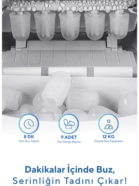 Kumtel Taşınabilir Otomatik Buz Makinesi Hım-02 - Resim 4