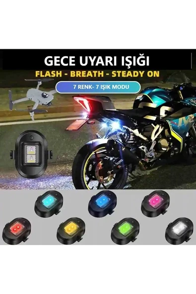 7 Renk Mini Led Şarjlı 4,5w Dron Scooter Bisiklet Motosiklet Araba Çakarlı Led Uyarı Işığı - Resim 2