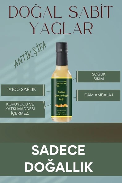 Antik Şifa Kabak Çekirdeği Yağı 100ml - %100 Doğal Soğuk Sıkım Pumpkin Seed Oil - Resim 3