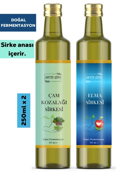 Antik Şifa Çam Kozalağı Sirkesi ve Elma Sirkesi ( 250 ml + 250 ml ) - Doğal Fermente ürün görseli