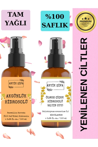 Antik Şifa Akgünlük Suyu Ölmez Çiçek Suyu (100ml+100ml) - Doğal Ak günlük, Sığla ve Ölmez Çiçek Hidrosolü ürün görseli