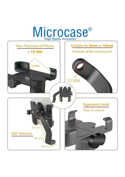 360 Bisiklet Motosiklet Ayna Bağlantılı Telefon Tutucu Aliminyum ürün görseli 1