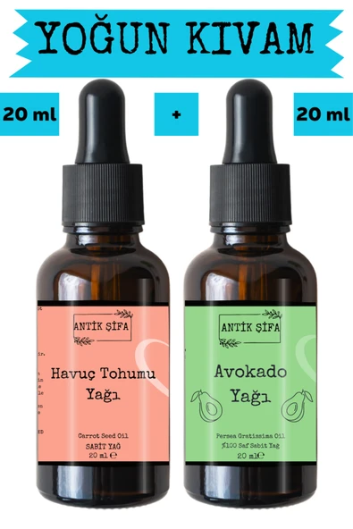 Antik Şifa Havuç Tohumu Yağı ve Avokado Yağı 2 x 20 ml - %100 Soğuk Sıkım Saf ürün görseli