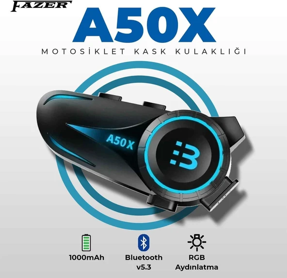 Fazer A50x Kask Bluetooth Kulaklık Mikrofon Seti - Interkom - 2