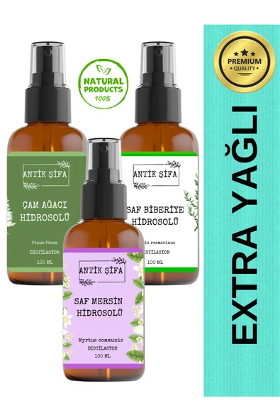 Antik Şifa Çam Ağacı, Biberiye Ve Mersin Suyu (3 X 100ML) - 3'lü Hidrosol Seti ürün görseli