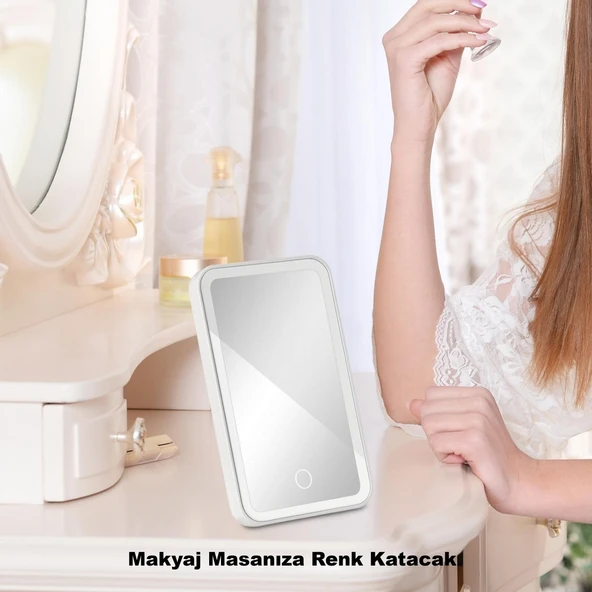 HyMark Araç İçi Dokunmatik Led Işıklı 3 Modlu Makyaj Aynası Kısılabilir Şarjlı Pilli Klipsli Güneşlik Aynası - Resim 6