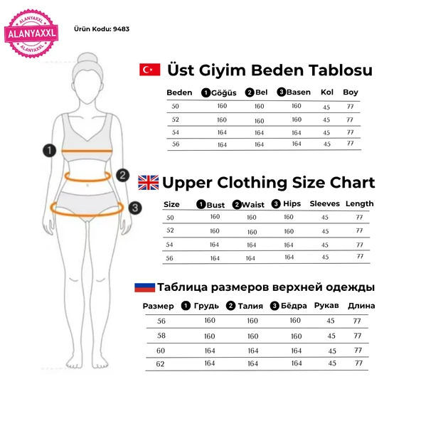 Kadın Büyük Beden Beyaz Şeritli Siyah Spor Şık Bluz - 5