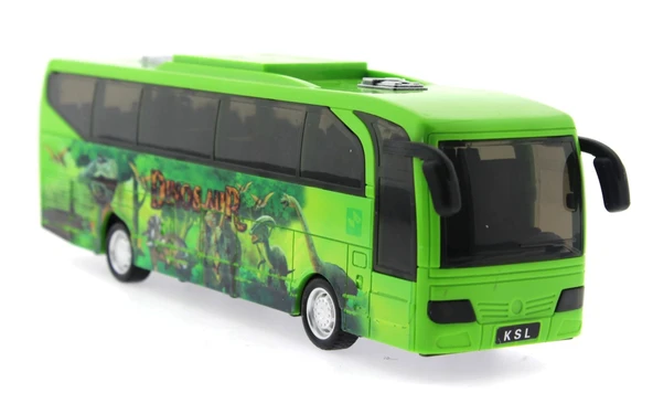 Sürtmeli Sesli ve Işıklı Yeşil Dinozor Parkı Otobüsü