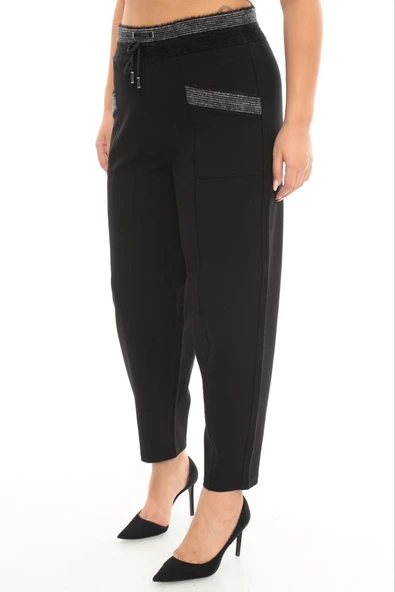 ZANESSI 72212 Büyük Beden Mom Fit Yüksek Bel Kışlık Lastikli Kadın Pantolon ürün görseli