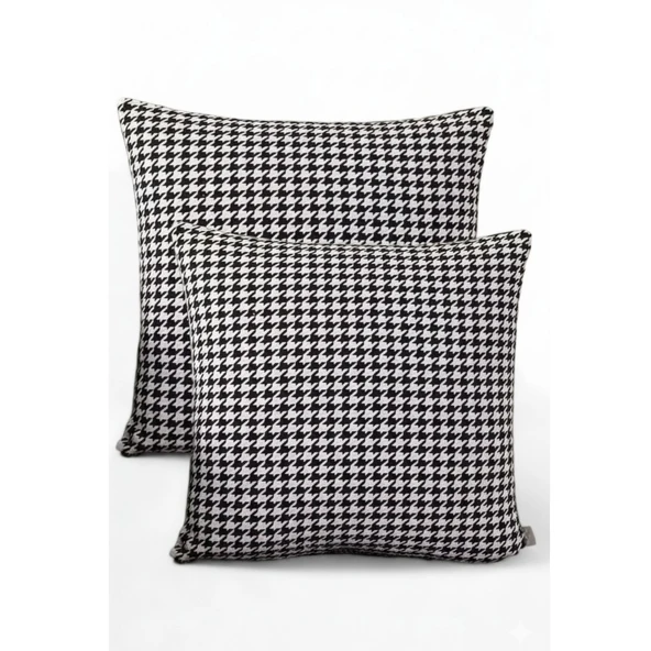 Soyoe Kırlent Kılıfı 2'li Kaz Ayağı Desenli  Dekoratif Yastık Kılıfı 45x45 - 2