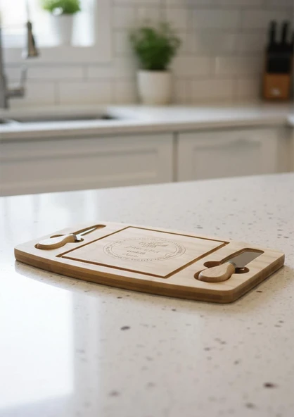 Bambu Peynir Tabağı - Peynir Sunumluk Seti- 3 Parça - 3