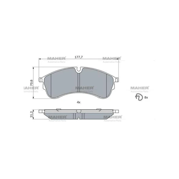 FREN BALATA CRAFTER 17= ÇİFT TEKER / UZUN ŞASİ ÖN (UZUNLUK 177,5 mm) ürün görseli