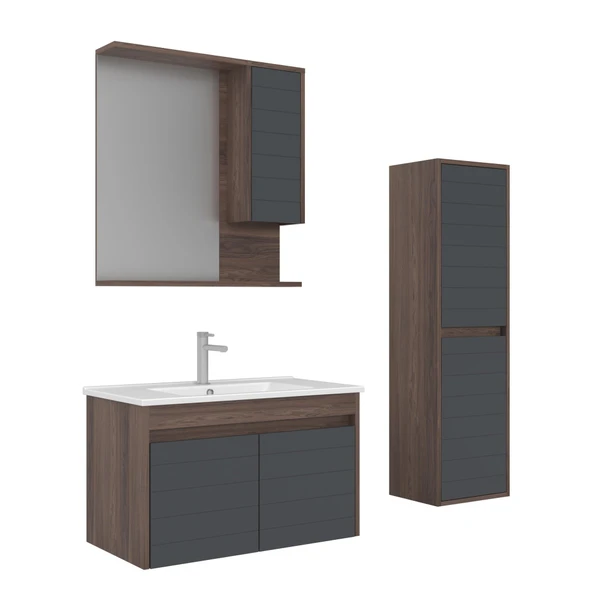 Orka Serra 85 cm Navaro/Antrasit Banyo Dolabı Takımı ve Boy Dolabı ürün görseli