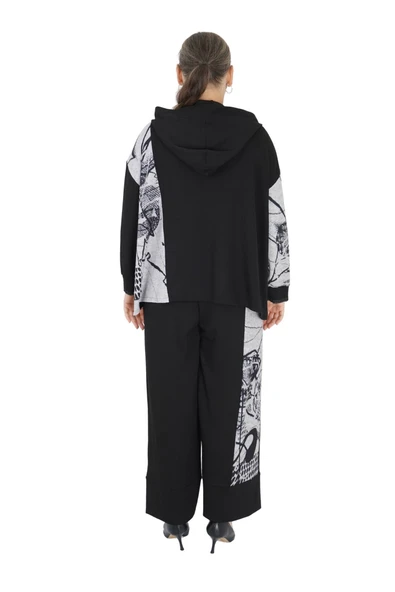 Kadın Büyük Beden Siyah Alt Üst İkili Takım - Resim 3