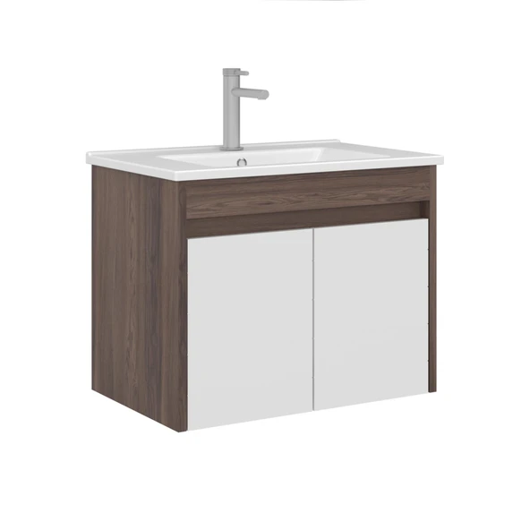 Orka Serra 65 cm Navaro/Beyaz Banyo Dolabı Alt Modül ve Lavabo ürün görseli