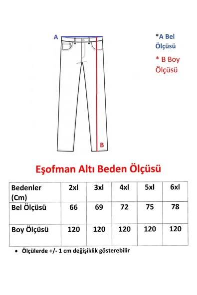 Erkek Büyük Beden Arkası Cepli Eşofman Altı - 6