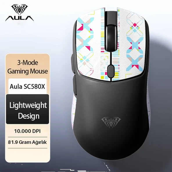 Aula SC580X Lightweight PAW3311 10000 DPI 1000Hz Siyah Kablosuz Gaming Mouse - Resim 3