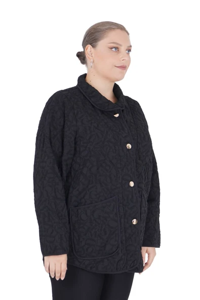 Kadın Büyük Beden Siyah Ceket - 2