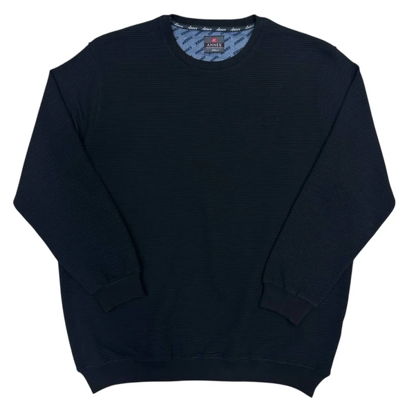 Büyük Beden Erkek Bisiklet Yaka Sweatshirt Battal Kazak