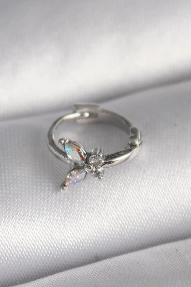 pilelistore 316L Çelik Gümüş Renk Zirkon Taşlı Kelebek Model Tragus Piercing - TJ-PR1327