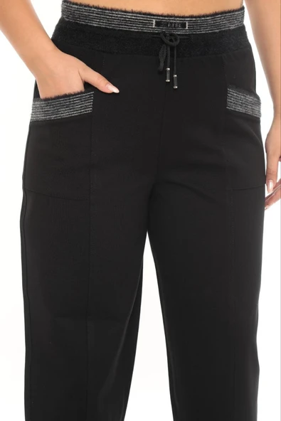 ZANESSI 72212 Büyük Beden Mom Fit Yüksek Bel Kışlık Lastikli Kadın Pantolon - Resim 2