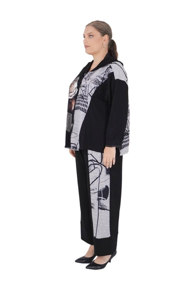 Kadın Büyük Beden Siyah Alt Üst İkili Takım - Resim 2