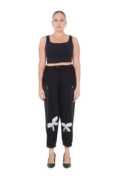 Kadın Büyük Beden Siyah Alt Üst İkili Takım - Resim 3