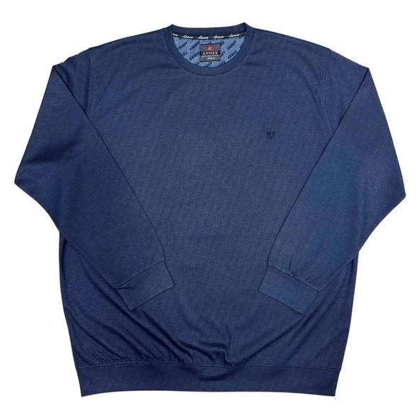 Büyük Beden Erkek Bisiklet Yaka Sweatshirt Battal - 5